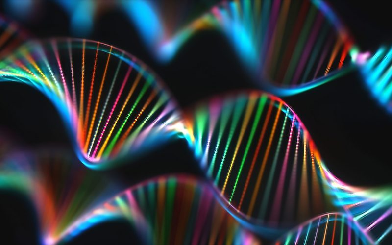 Image of genetic codes DNA. Concept image for use as background. Colored 3D illustration.